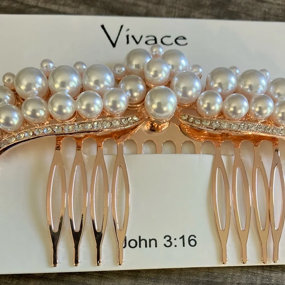 Rose Gold Pearl Hair Piece